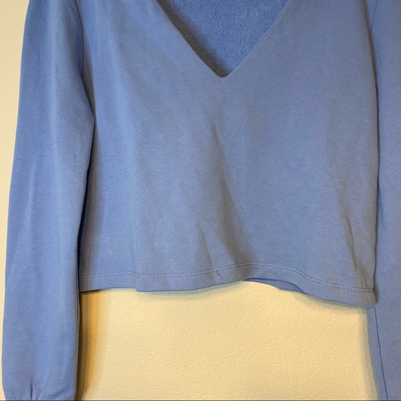 NO OFFERS ZARA light blue cut out cropped turtleneck sweatshirt S - Picture 6 of 12